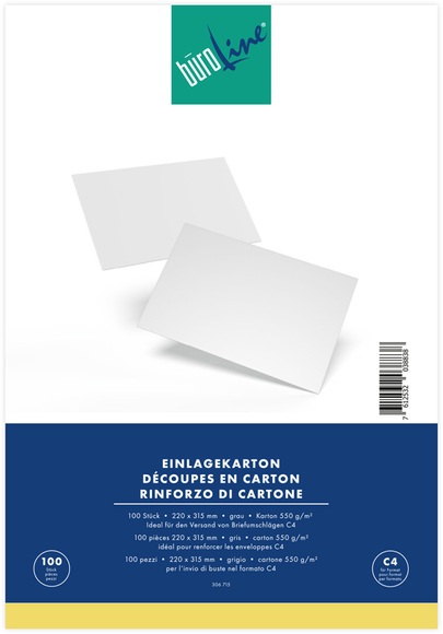 BÜROLINE Einlagekarton für C4 306715 550g, grau 100 Stü