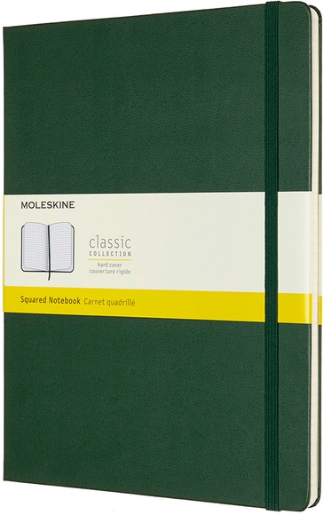 Moleskine Notizbuch, Xlarge, Kariert, Hard Cover, Myrtengrün