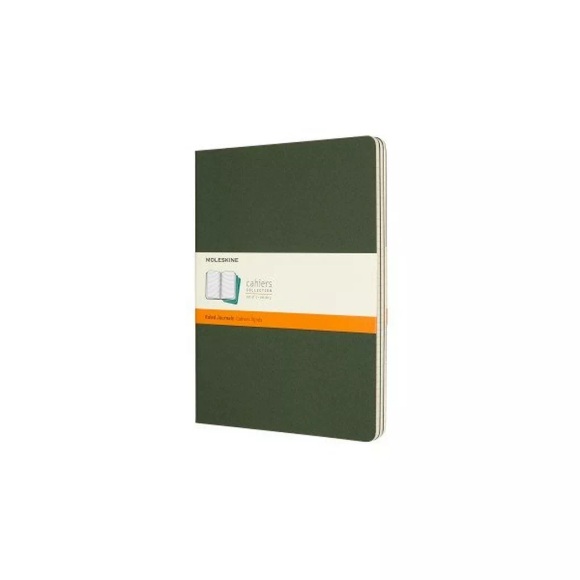 Moleskine Cahier Xlarge, 3er Set, Liniert, Kartoneinband, Myrtengrün