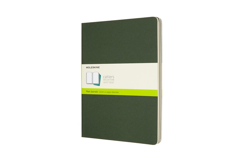 Moleskine Cahier Xlarge, 3er Set, Blanko, Kartoneinband Myrtengrün