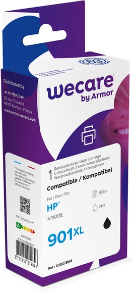 WECARE Tinte 901XL rebuilt schwarz CC654AEWE zu HP OfficeJet J4580 21m