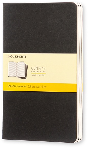 Moleskine Cahier A5, kariert, schwarz, 3er-Set