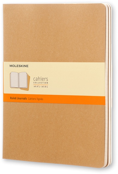 Moleskine Cahier XL, liniert, Kraft/Natur, 3er-Set