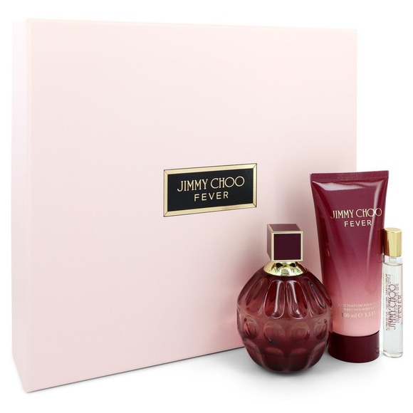 Jimmy Choo Fever by Jimmy Choo Gift Set -- 3.3 oz Eau de Parfum Spray + 0.25 oz Mini EDP Spray + 3.3 oz Body Lotion