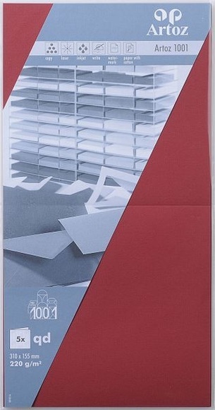 ARTOZ Karten 1001 310x155mm 107452265 220g. weinrot 5 Blatt