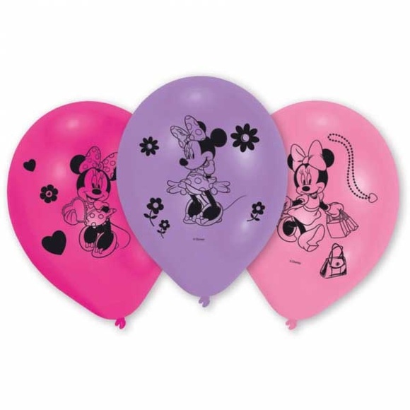 Sombo - 10 Ballone Minnie Mouse Ass. Happy Birthday
