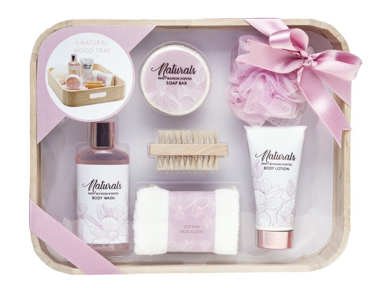 Bade-Geschenkset NATURALS in Holztablett