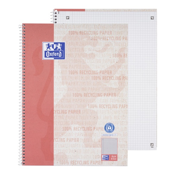 Oxford Collegeblock Recycling, A4, kariert, 5mm, 90g, 160 Blatt, 400159358
