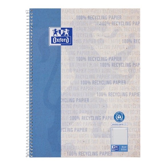 Oxford Collegeblock Recycling, A4, 400159370 liniert, 90g, 160 Blatt, 400159370