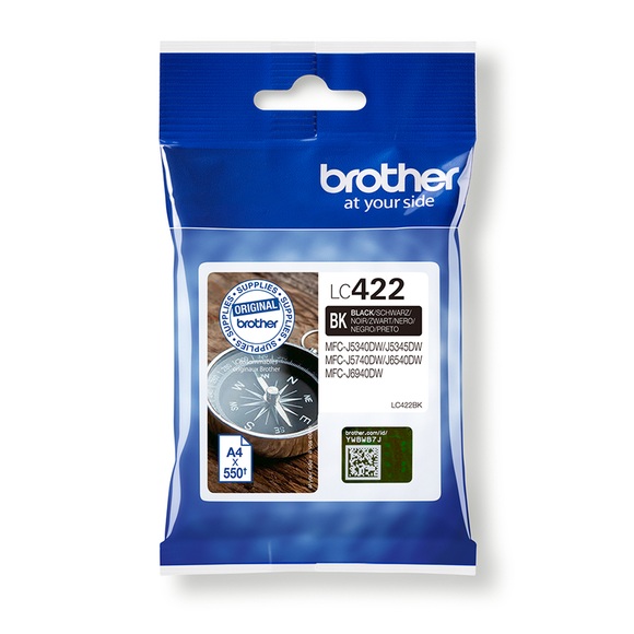 Brother Tintenpatrone, schwarz, LC-422BK, (550 Seiten)