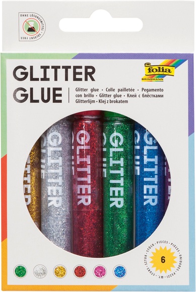 Folia Glitzerstifte Glue 6 St?ck, Farbe: Gold