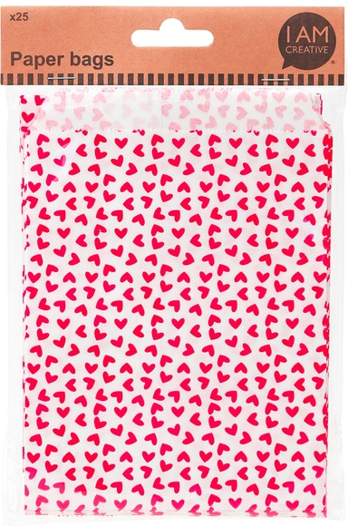 I AM CREATIVE Papiertüten, Herzen, 25 Stk.