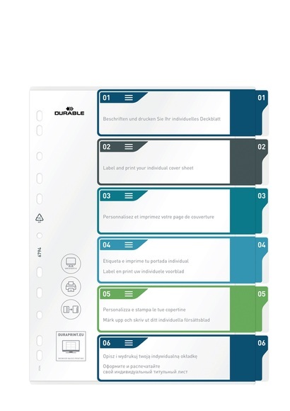 Durable Register, A4+, mehrfarbig, 1-6, 679427
