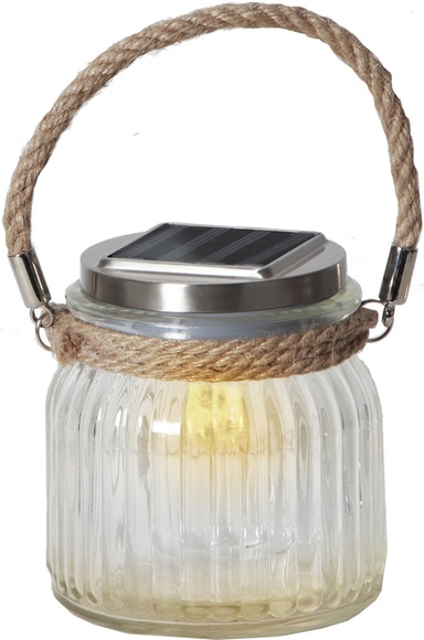 Solarbetriebene LED-Tischleuchte Jar aus Glas