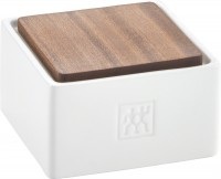 Keramik Box, klein, weiss, Deckel Sapelliholz, 360ml