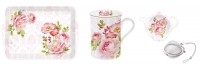 6x Floral Damask Set Tasse, Tablett, Schale, Teeei in GB