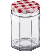 6er Set 288ml 6eck Gläser, m. Deckel, 63 mm