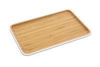 Pebbly - Serviertablett MATTIA - Holz - bambus/weiss - 21/33/2 cm