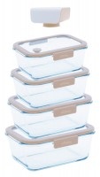 5er Set Pebbly Vakuum Vorratsdosen aus Glas inkl. Vakuumpump