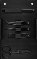 Maniküre Pediküre Set 5tlg. mit Nagelknipser, Leder, schwarz