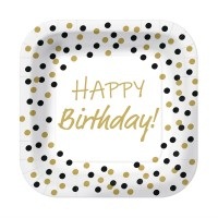 Pappteller Happy Birthday gold 10 Stück