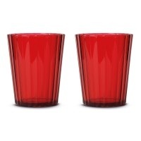 2er Set Gläser aus Acryl 350ml, rot