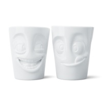 58 Products - 2er-Set Kaffeebecher Joking & Tasty 350 ml - Weiss