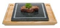 Nouvel 310572 - Specksteinteller mit Holzunterteller (Holz/Grau)