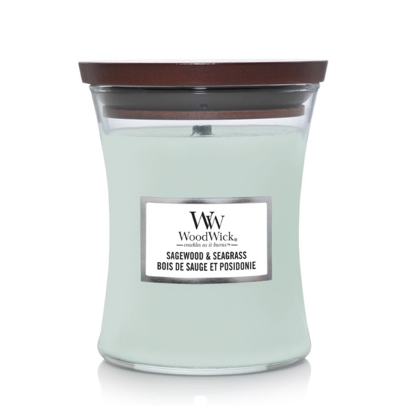 WoodWick - Medium Jar Duft Kerze mit Holz Docht (10.17286.013E) - Sagewood & Seagrass