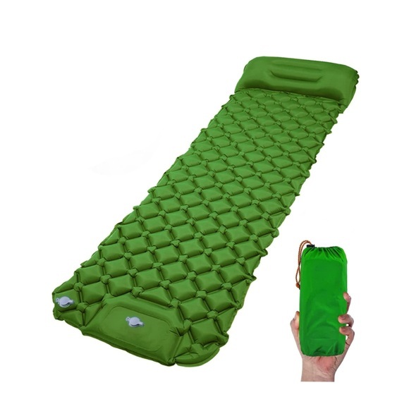 (195x61x6cm) Aufblasbare Isomatte Outdoor Luftmatratze mit Fusspumpe für Camping / Festivals + Tragetasche - Grün