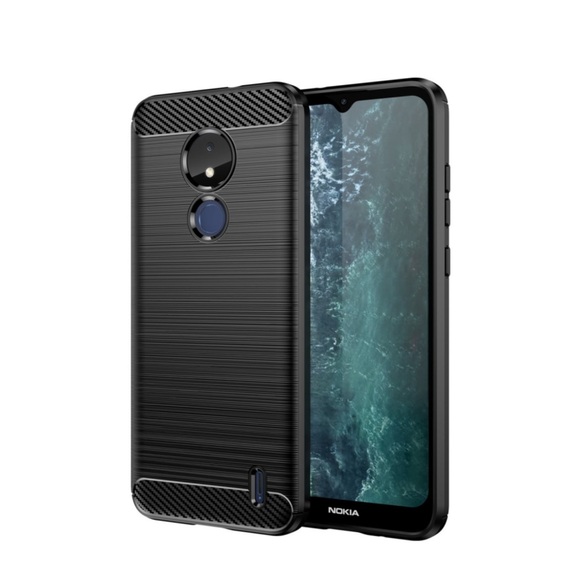 Nokia C21 Gummi Case Schutzhülle im Carbon Look - Schwarz