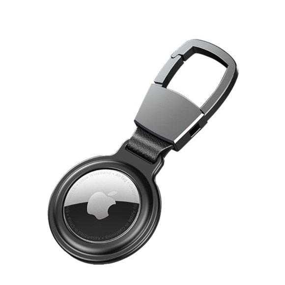 Apple AirTag Magnetische Alu Anhänger Hülle Schlüsselanhänger mit Karabinerhaken (Magnet-Technologie) - Schwarz