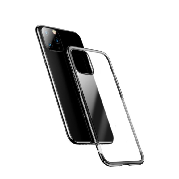 Baseus - iPhone 11 Hardcase Hülle Anti-Fingerprint + Galvanisierter Rahmen - Schwarz / Transparent