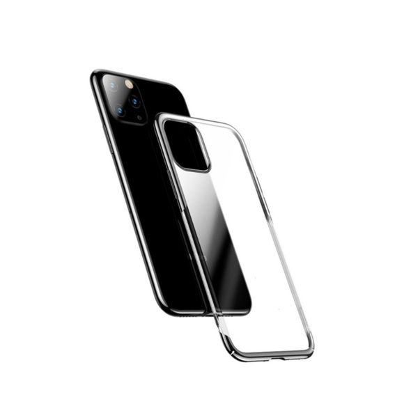 Baseus - iPhone 11 Pro Max Hardcase Hülle Anti-Fingerprint + Galvanisierter Rahmen - Silber / Transparent