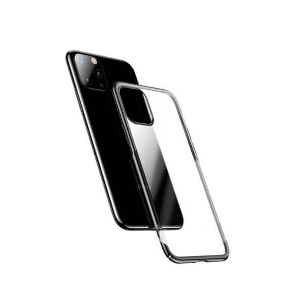 Baseus - iPhone 11 Pro Hardcase Hülle Anti-Fingerprint + Galvanisierter Rahmen - Schwarz / Transparent