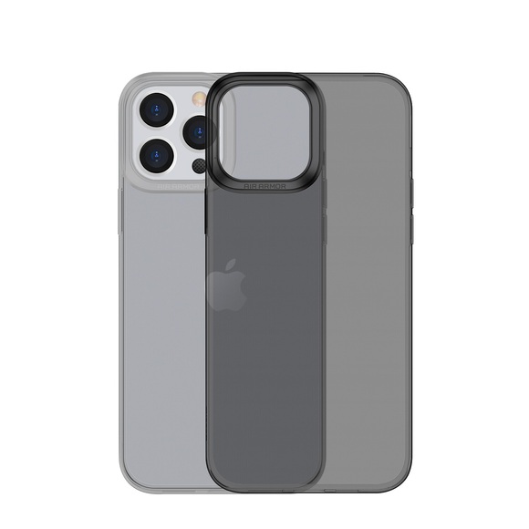 Baseus - iPhone 13 Pro Max Gummi Hülle Case Simple Series Ultra Thin 0.7 mm - Transparent / Schwarz