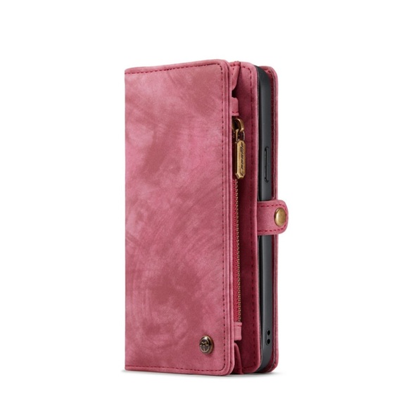 Caseme - iPhone 13 Pro 2in1 Echtleder Tasche + Magnet Hardcase Karten Etui - Rot