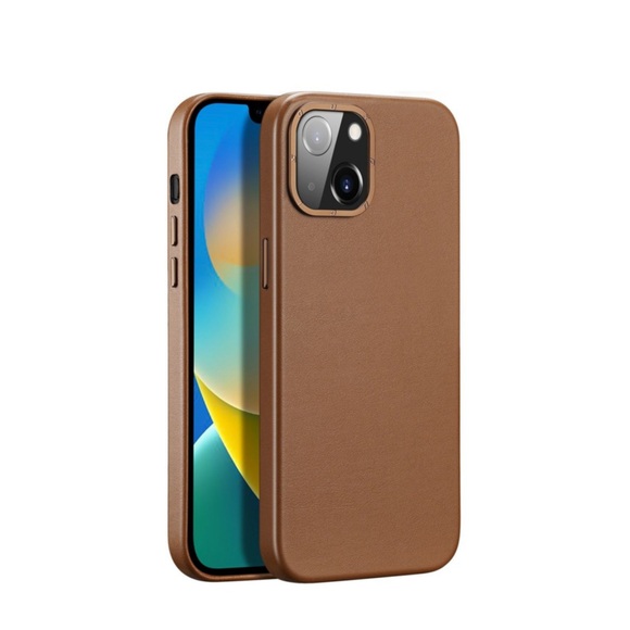 Dux Ducis - iPhone 14 MagSafe Hardcase Leder Hülle Back Case - Braun