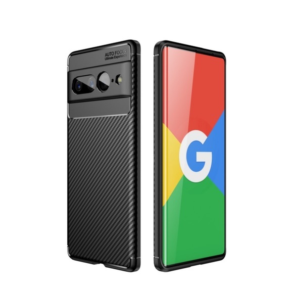 Google Pixel 7 Pro Gummi Case Schutzhülle mit Air Cushion Fallschutz im Carbon Look - Schwarz