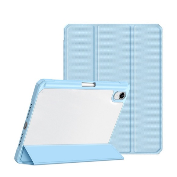 Dux Ducis - iPad Mini 6 (2021) Leder Tasche Smart Cover Schutzhülle + Apple Pencil Halter - Hellblau