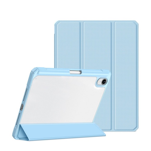 Dux Ducis - iPad Mini 6 (2021) Leder Tasche Smart Cover Schutzhülle + Apple Pencil Halter - Hellblau