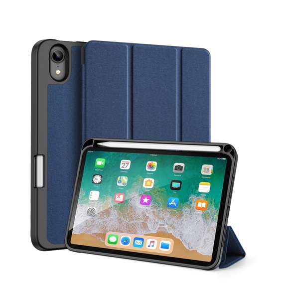 Dux Ducis - iPad Mini 6 (2021) Tasche Smart Cover Hülle Stoff Design mit Apple Pencil Halterung - Dunkelblau