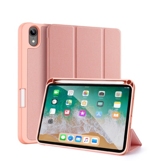 Dux Ducis - iPad Mini 6 (2021) Tasche Smart Cover Hülle Stoff Design mit Apple Pencil Halterung - Rosa