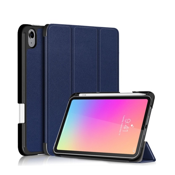 iPad Mini 6 (2021) Leder Tasche Smart Case Hülle + Apple Pencil Halterung - Dunkelblau