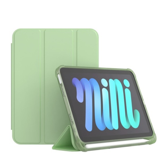 iPad Mini 6 (2021) Leder Tasche Smart Case Hülle + S-Pen Halterung - Hellgrün