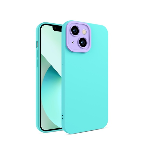 iPhone 13 Gummi Case Hülle Air Cushion Fallschutz + Kameraschutz - Türkis / Lila