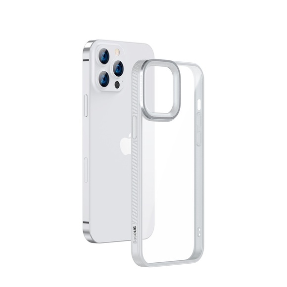 Baseus - iPhone 13 Pro Hybrid Hardcase Hülle TPU Bumper Anti-Fingerprint + Acryl Rückseite - Weiss / Transparent