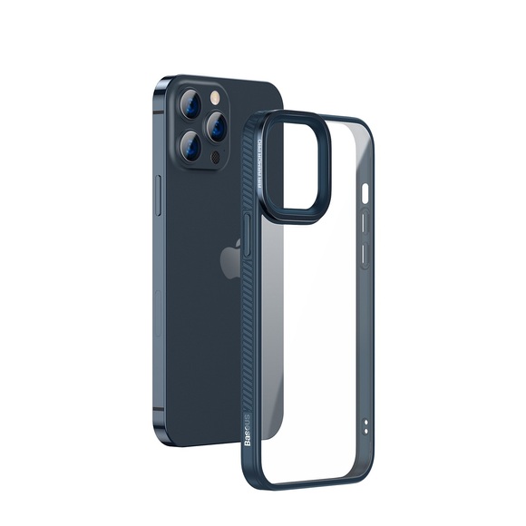 Baseus - iPhone 13 Pro Hybrid Hardcase Hülle TPU Bumper Anti-Fingerprint + Acryl Rückseite - Blau / Transparent