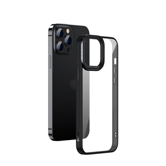 Baseus - iPhone 13 Pro Hybrid Hardcase Hülle TPU Bumper Anti-Fingerprint + Acryl Rückseite - Schwarz / Transparent