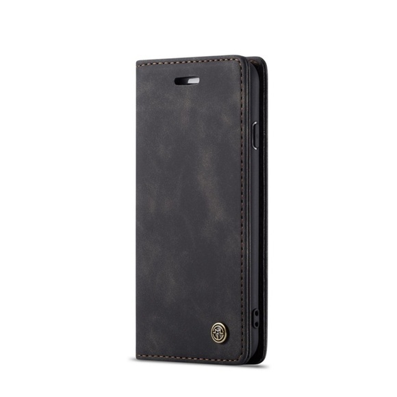 Caseme - iPhone SE (2022/2020) / 8 / 7 / 6S Leder Tasche Flip Wallet Etui mit Kartenfächern - Schwarz
